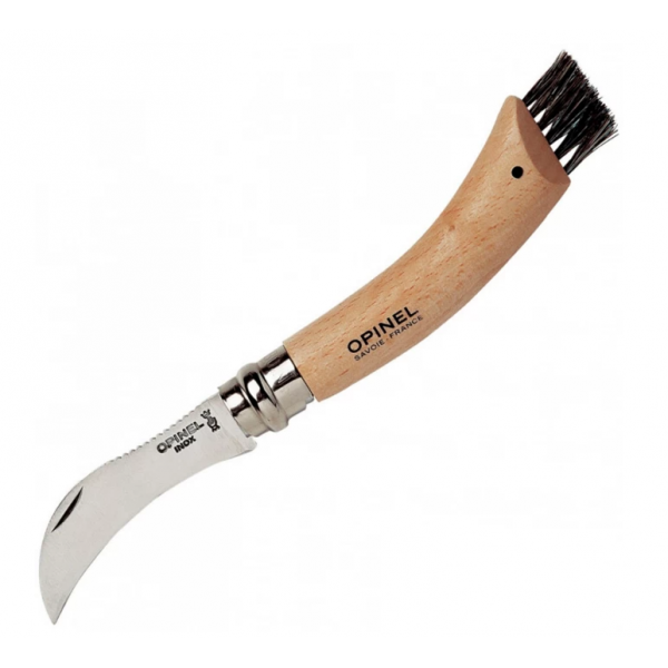 Нож грибника OPINEL №8, нержавеющая сталь, рукоять бук, блистер