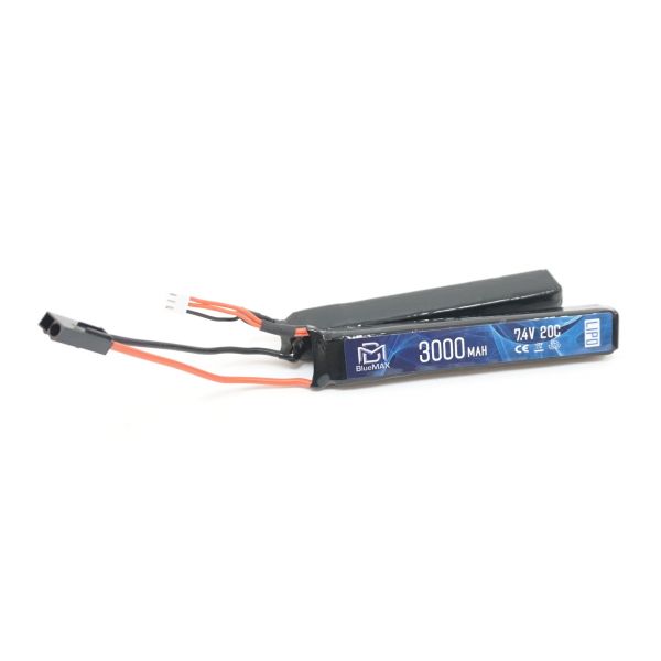 Аккумулятор BlueMAX Li-Po 7.4V 3000mah 20C, 2 x (128x25x17,6) мм (нунчаки)